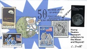Past and newest Moon Landing stamps.